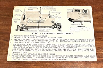 Vintage Keystone K510 Camera Slide Projector Operating Instructions