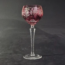NACHTMANN TRAUB RUBY TALL WINE HOCK, Cut Lead Crystal, 8 1/4", 6 OZ, GERMANY