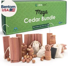 Cedar Blocks for Clothes Storage Mega Bundle Box - Cedar Hangers X20, Balls X75