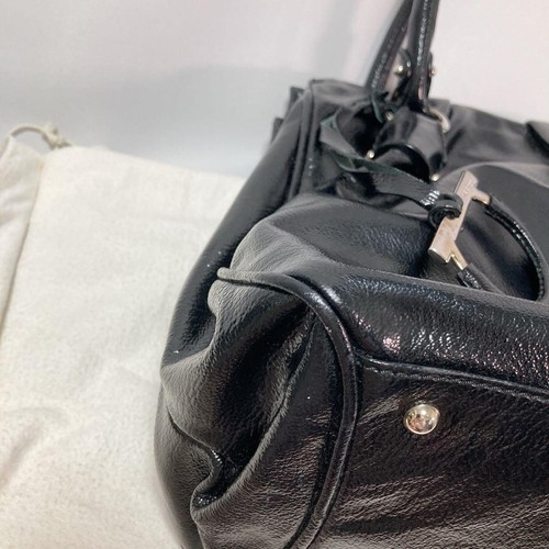 Salvatore Ferragamo Gancini Leather Tote Bag Black With Bottom Studs Good - Picture 16 of 20