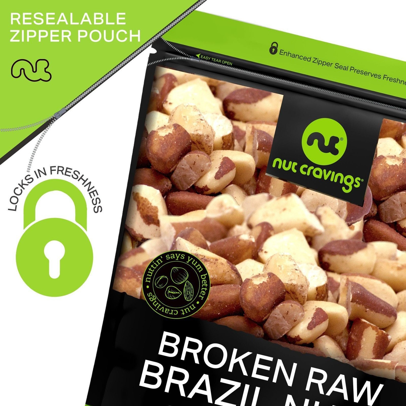 NUT CRAVINGS - Raw Broken Brazil Nuts, Unsalted, No Shell, Whole, (16oz ...