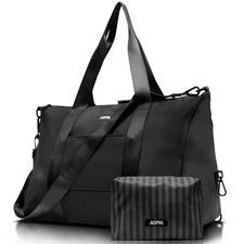 Gym Bag for Women, 3-in-1 Duffle with Laptop & Yoga Mat Space, Travel Bag Black