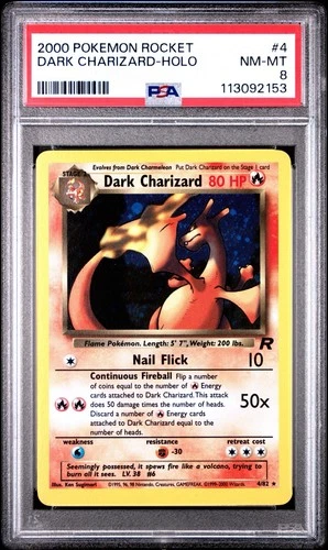 Dark Charizard PSA 8 2000 Pokemon Rocket Unlimited Holo Rare #4/82  NEW Cert *11