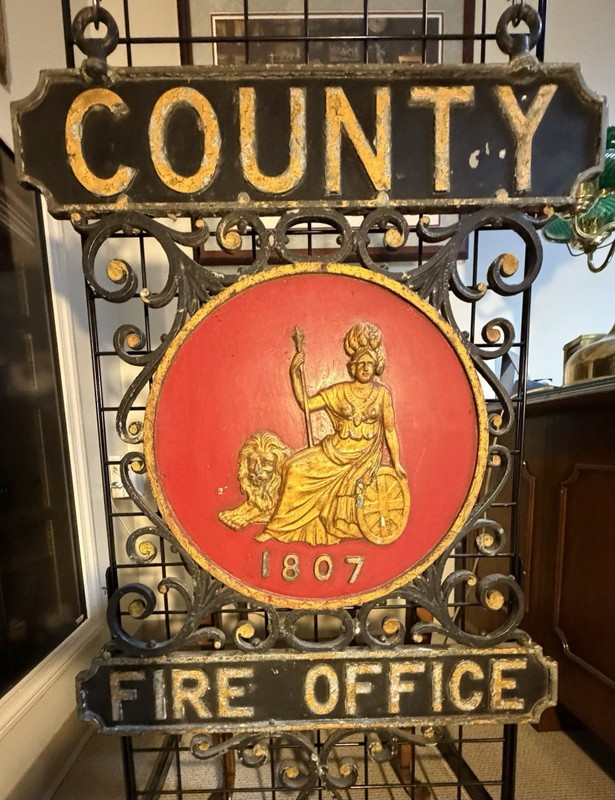 County Fire Office insurance Metal Sign Pre 1900 Fire Mark Double Sided