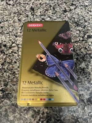 Derwent Metallic Set of 12 Colored Pencils Made in UK New Sealed #0700456