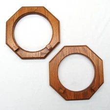 2 Solid Oak Wood 8-8.5" dia Collector Plate Rack Octagon Wall Frame