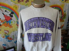 Vintage 90s Northwestern Wildcats Wrestling Grey Crewneck Sweatshirt XL