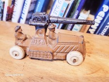 NICE 1930s MANOIL 75 LEAD DIME STORE G.I. SOLDIER ARMORED ANTI AIRCRAFT CAR 2
