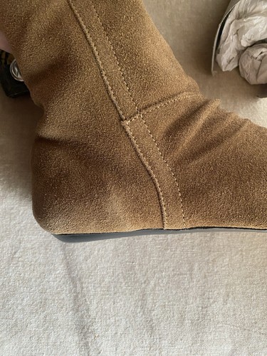 Colin Stuart Flat Boots Suede Leather Brown Slouch PullOn Boho Sz 5 - Picture 8 of 12