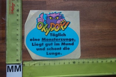 Alter Aufkleber Comic OKI DOKI Spruch Monsterzunge