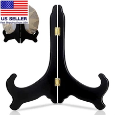 12 Inch Wooden Display Stand - Black Wood Plate Stand Frame - Decorative Plate H