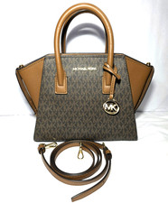 Michael Kors Women AVRIL PVC Satchel Crossbody Purse Handbag Messenger Brown New