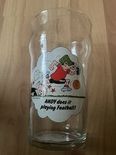 Rare Vintage Andy Capp Pint Glass Football 1986 Comic Strip Reg Smythe Nth East