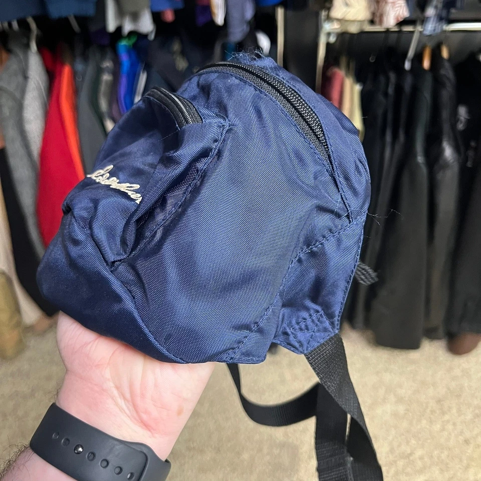 Riñonera grande de 9" vintage años 90 Eddie Bauer azul marino bolso cinturón Foto 3 de 4