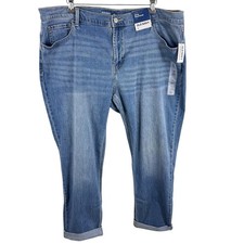 Old Navy NWT Womens Size 18 Mid Rise Wow Boyfriend Ankle Jeans Med Wash Cuffed