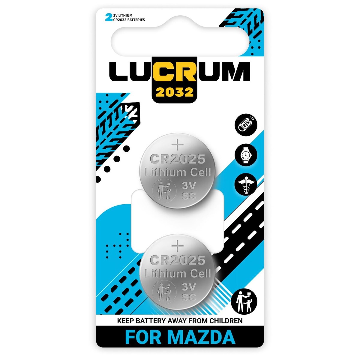 Key Fob Battery for Mazda 2010-2019 2PCs CR2025 Batteries for Car