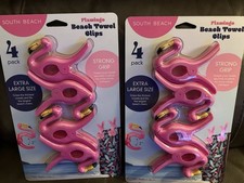 Pink Flamingo Beach Towel Clips X2 Packs