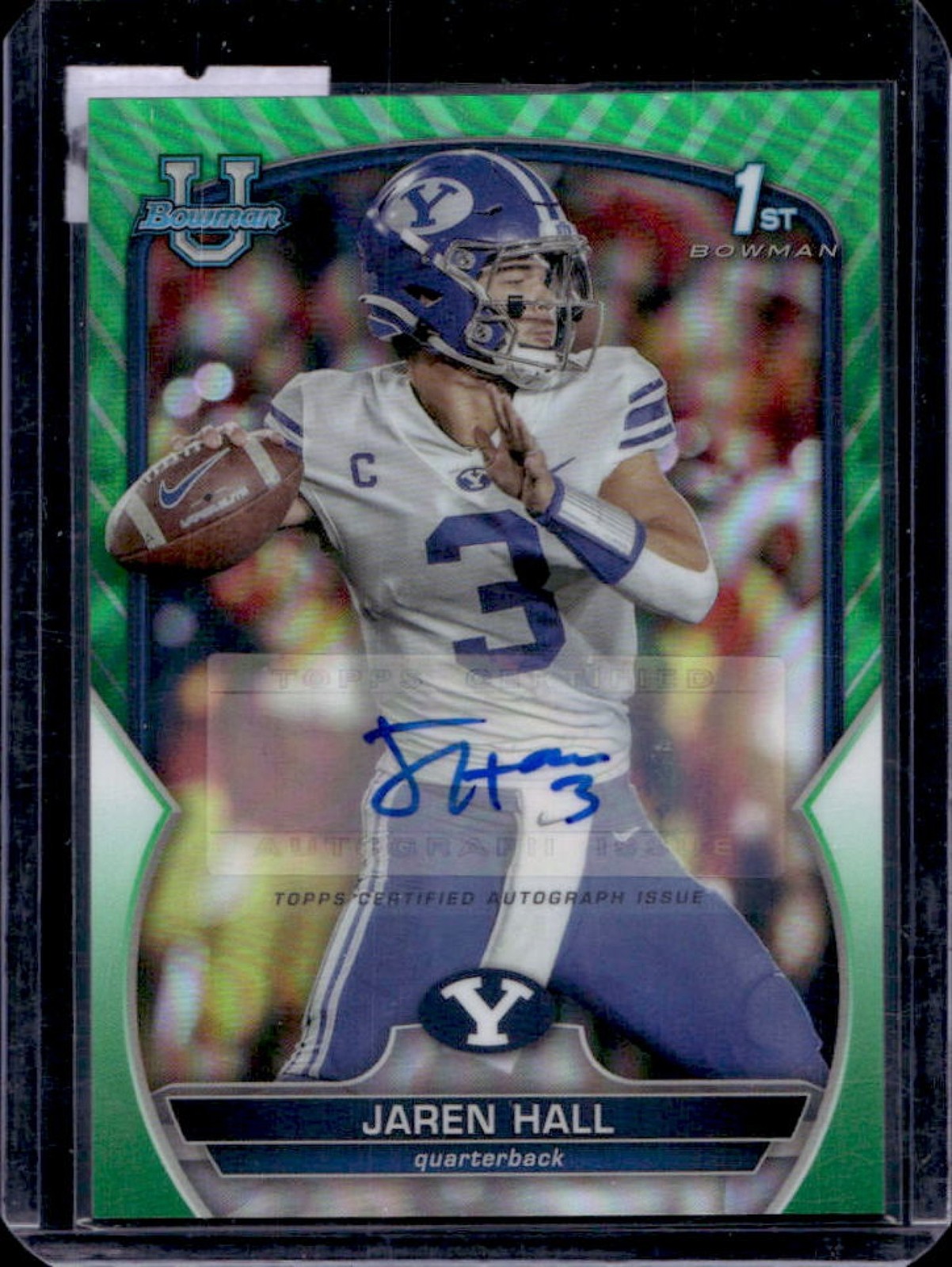 2022 Bowman U Chrome Jaren Hall Auto 1st Prospect Green Refractor #77/99