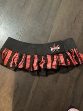 Minifalda Y2K Vintage Roja Negra Rayas Problemas Micro Talla Única 5 Pulgadas