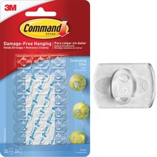 Command Clear Decorating Clips, 20 Clips, 24 Strips 17026CLR-ES-20PK Command 0.50 per strip