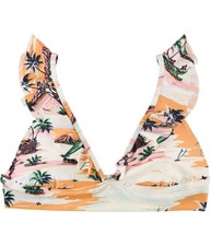 American Eagle Womens Ruffle Trim Bikini Swim Top, Orange, X-Large