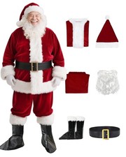 Santa Claus Costume for Men Adult - Deluxe Santa Suit, Velvet Santa Outfit Se...