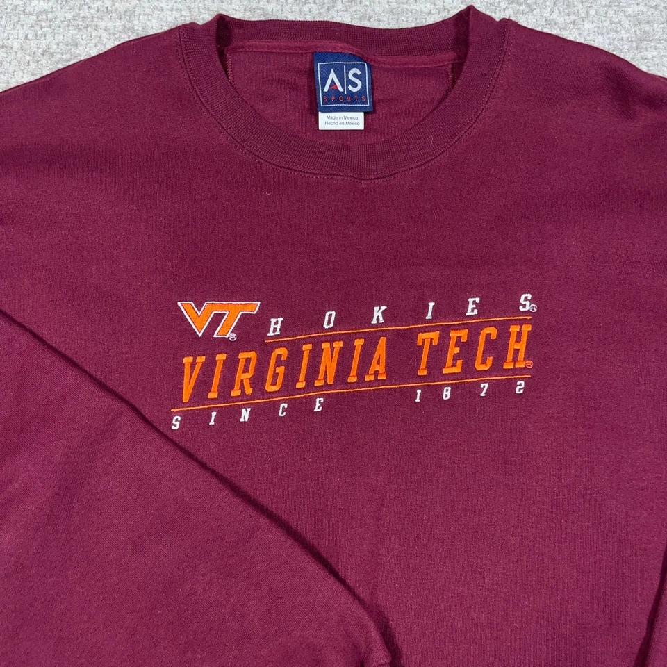 Sudadera De Colección Y2K Virginia Tech Hokies Hombres XXL 2XL Cuello Redondo Bordado Foto 2 de 4