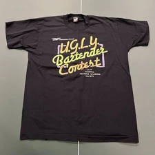 VTG Screen Stars Best XL Black Miller Genuine Draft UGLY Bartender Contest