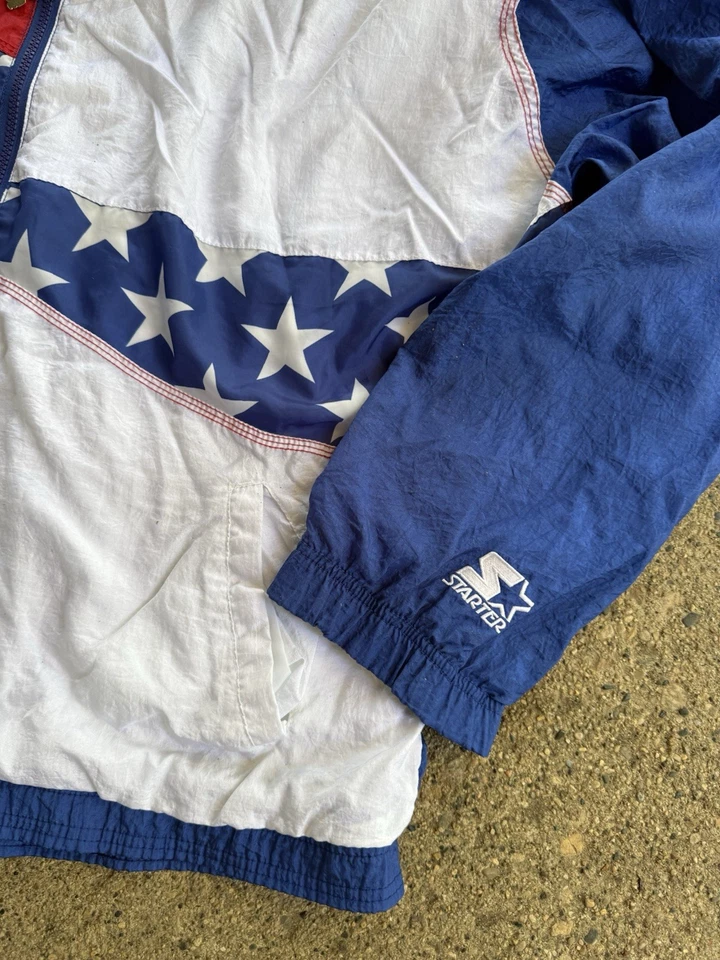 Стартер 1996 Атланта Олимпийских игр США винтажный молнии ветровка куртка - большой - Изображение 4 из 4