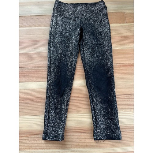 Girls black and gold glitter leggings size 4/5 - Picture 1 of 6
