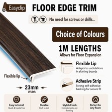 Dark Oak 100cm Long Room Edge Trim  Adhesive Allows For Floor Expansion