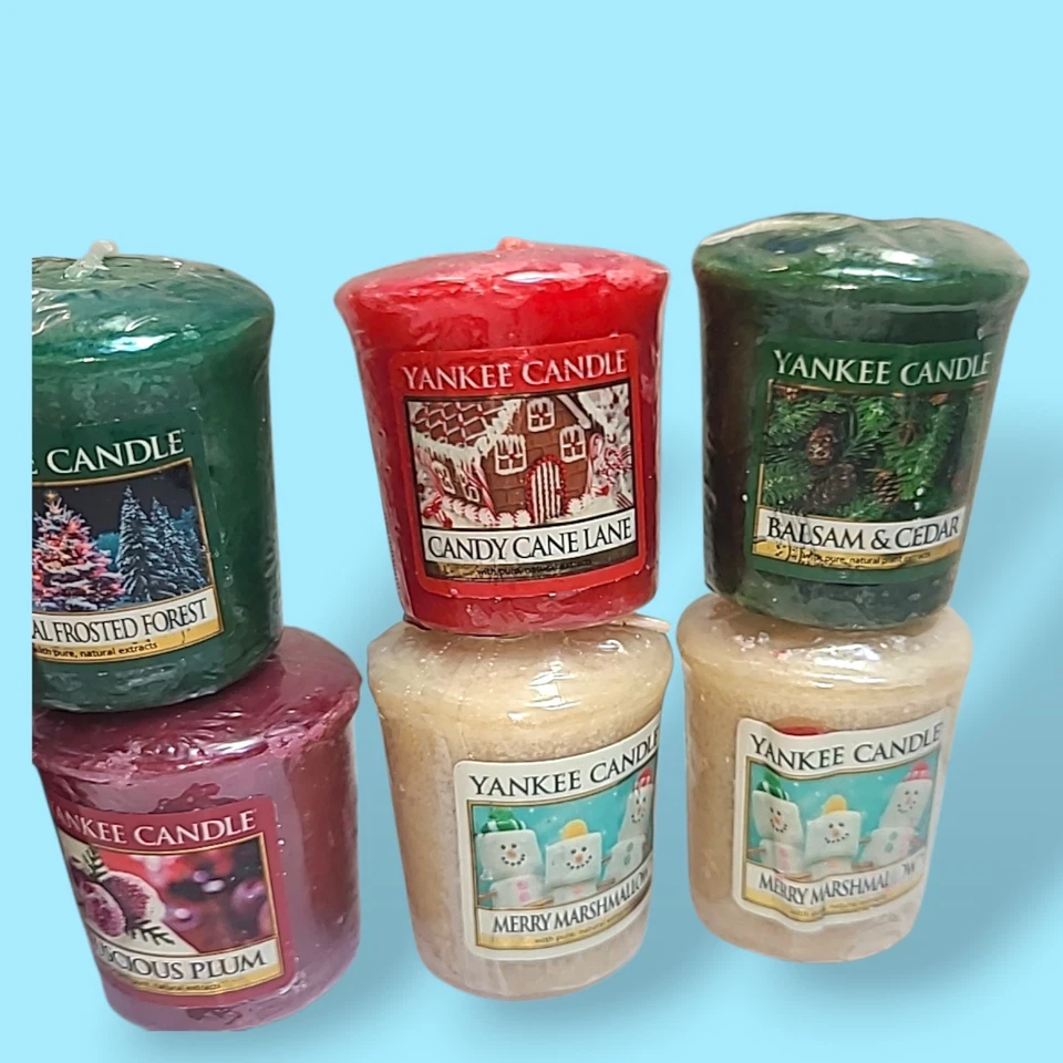 Lot 8 Yankee Candle Votives Christmas Holiday Scents Magical Forest Marshmallow - Image 3 of 3