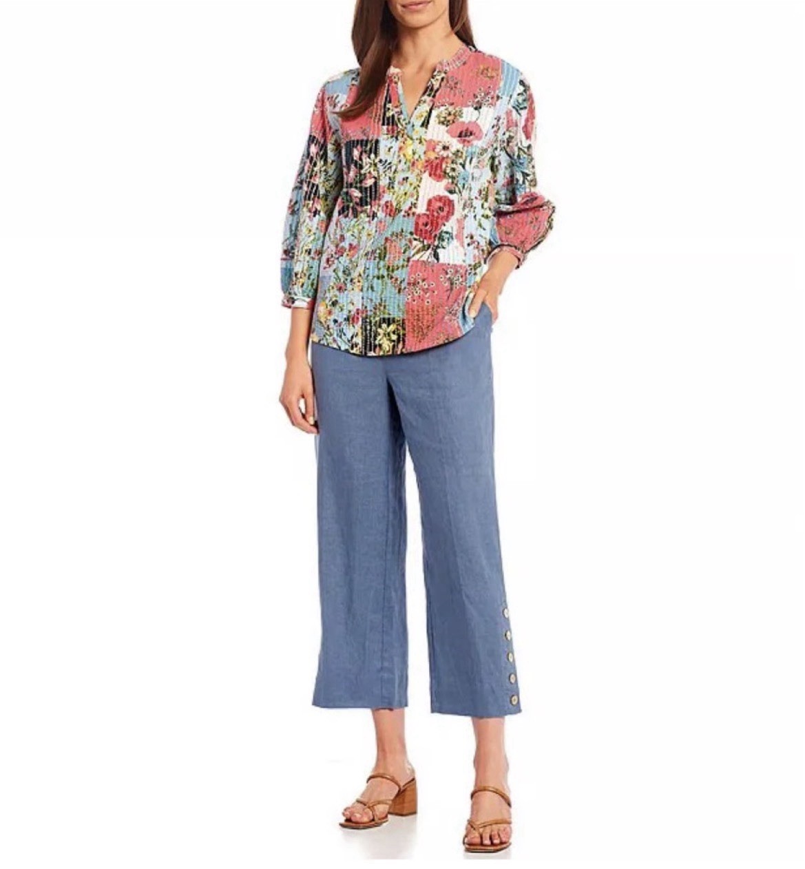 John Mark Embroidered Patchwork Boho Top Flawless… - image 5