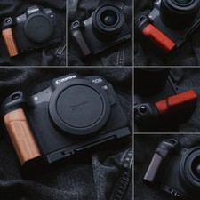 For Canon EOS R8 Handmade Wooden handle Grip L Plate Alloy Base