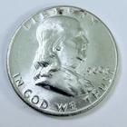 1960 D Franklin Half Dollar 90% Silver AU ABOUT UNCIRCULATED DETAILS #7861