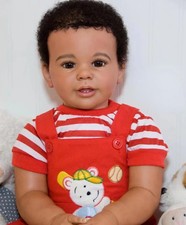 28In Reborn Baby Doll Handmade With Hand-rooted Curly Hair Toddler Finished Toy
