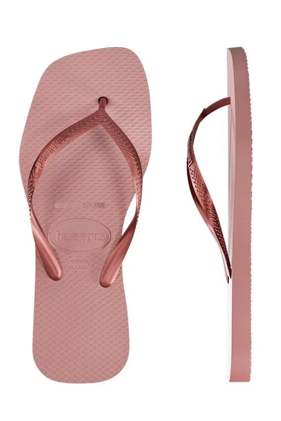 NEW Havaianas HAVAIANAS Slim Square Toe Thongs  Solid Crocus Rose Female