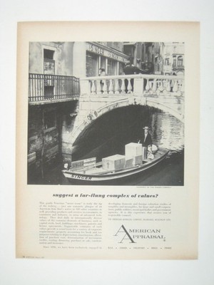 Vintage 1967 American Appraisal Print Ad Featuring Venice Canal Scene