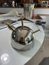 Chantal Stainless Steel Whistling Tea Kettle Brass Accents Vintage 1990s