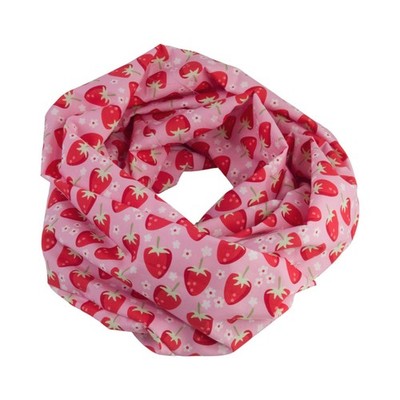 Damen-Loopschal Erdbeeren rosa rot grün bunt ca. 25 cm x 140 cm -100% Baumwolle