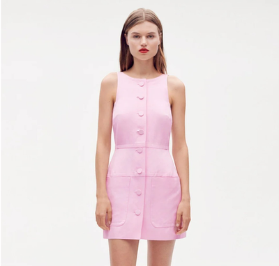 Oroton Pink Shift Dress Size AU 14 / US 10 Rose Viscose Linen Button Detail  | eBay