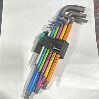 Wera 950/9 Hex-Plus Multicolor Metric Ball End Long Arm Hex Key Set 9pc