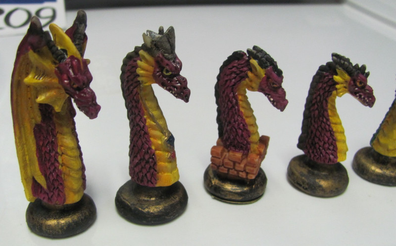 Beautiful Purple & Green Dragon Chess Set by Creations