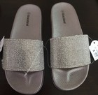 Damen Pantoletten 36 Badelatschen Badeschuhe Strass Gold Roségold Metallic neu