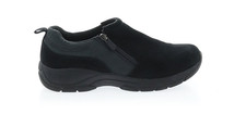 Lands End Women Shoes All Weather Suede Leather Black Slip On Moc size 7.5 -8m