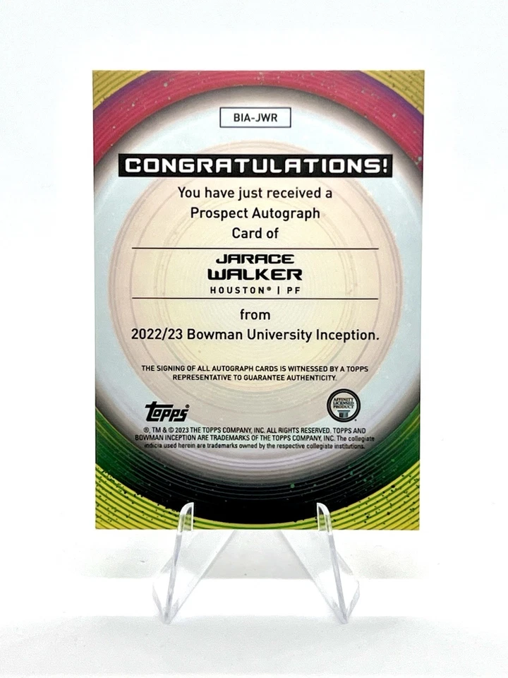 Jarace Walker 2022-23 Bowman U Inception Gold Prospect Auto /50 Pacers - Image 2 of 2