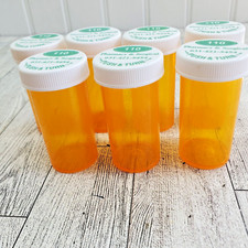 7 Empty Amber Prescription Rx Bottles Cleaned Dram 13 Crafts Storage 2.5" Tall