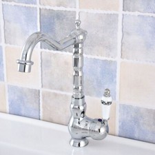 Silver Chrome Brass Ceramic Handle Kitchen Faucet Sink Vessel Mixer Tap 2sf652