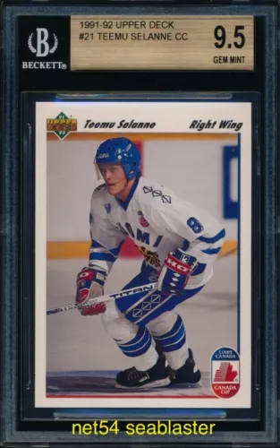 1991 - 92 UPPER DECK Teemu Selanne RC BGS 9.5 GEM MINT #21 rookie card FREE SHIP