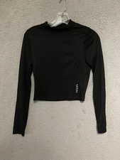 Koral Womens Luca Long sleeve Marlow Crop Top Size Medium Black Stretch Adult